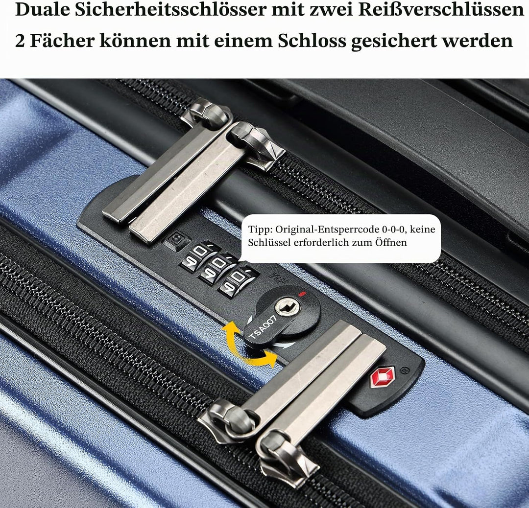 Kaleenie 16" Handgepäck-Aktenkoffer mit 2 Laptopfächern, Leichter Hartschalenkoffer mit leisen Spinn
