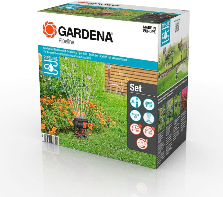 Gardena Sprinklersystem Start-Set Pipeline mit Viereckregner: Komplettset für den Einstieg in das Pi