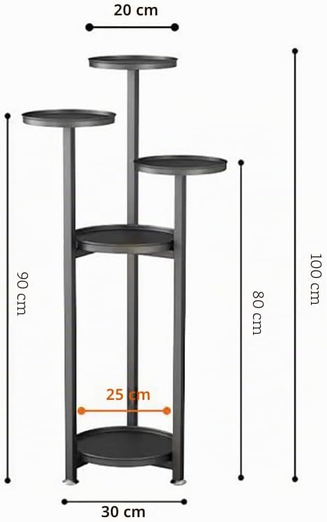 Pflanzenständer 100cm, Metall Blumenständer, 4-stufiger Metall Pflanzenregal mit Beine für Outdoor u