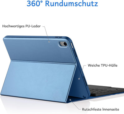 CACOE Hülle Tastatur Kompatibel mit iPad 10 Generation, Kompatibel mit 10.9" 2022 A2757/A2777 mit To