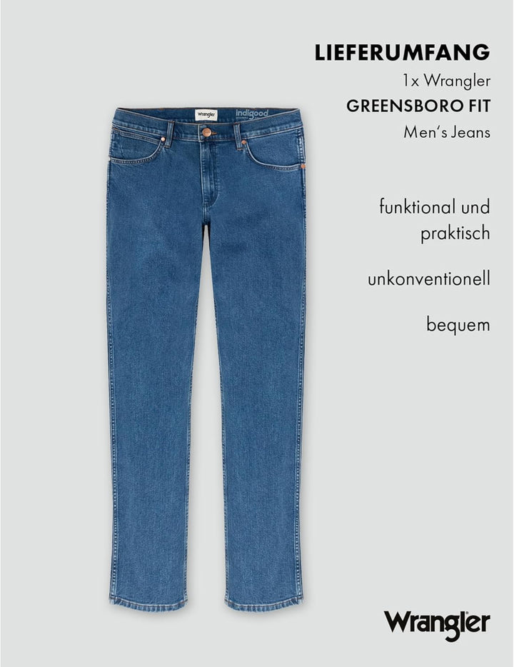 Wrangler Herren Jeans Greensboro Regular Fit Herrenhose Straight Blau W30 - W42 29W / 32L The Stone