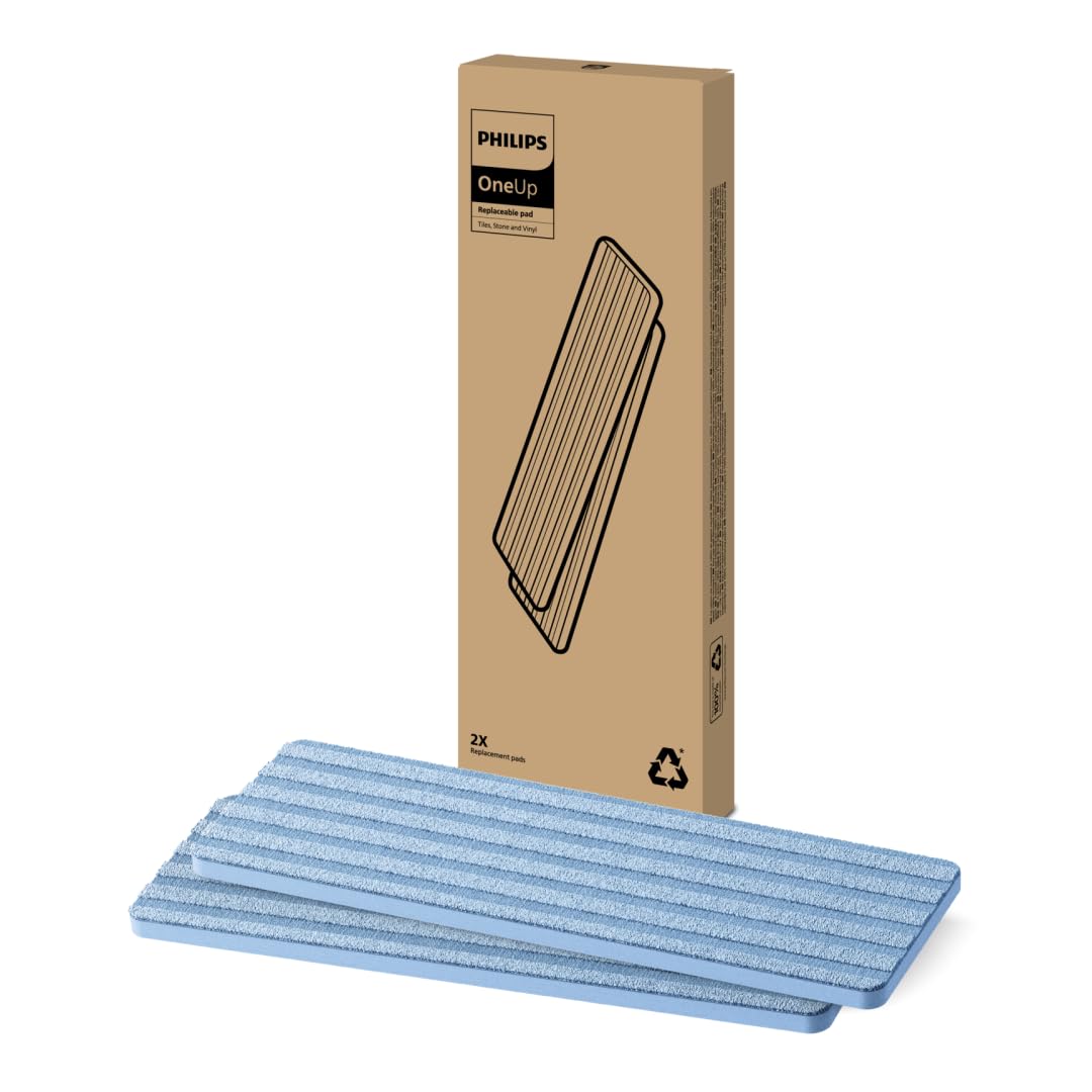 Philips OneUp Ersatzpad für Fliesen, Stein und Beton – Saugt Schmutzwasser auf & wischt mit sauberem