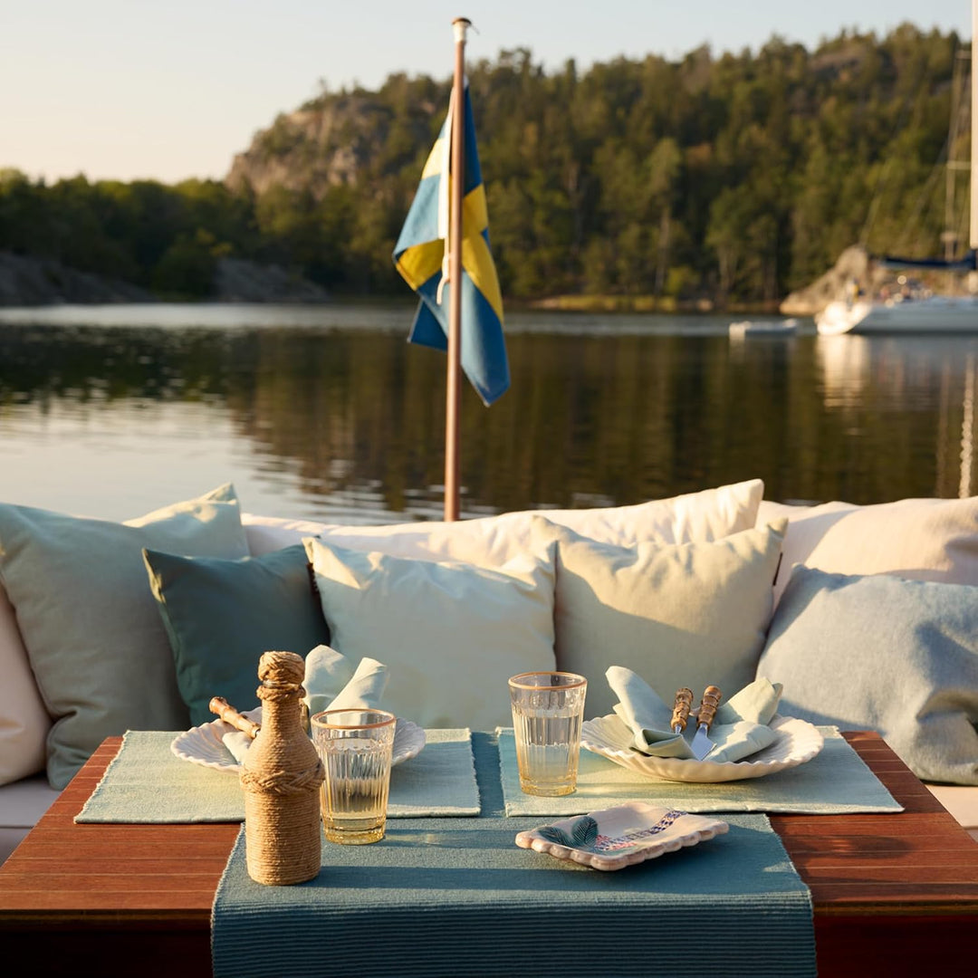 LINUM Uni 4-er Pack Tischsets 35x46 cm, 100% Gerippte Baumwolle, Abwaschbar, Helles Eisgrün, Helles