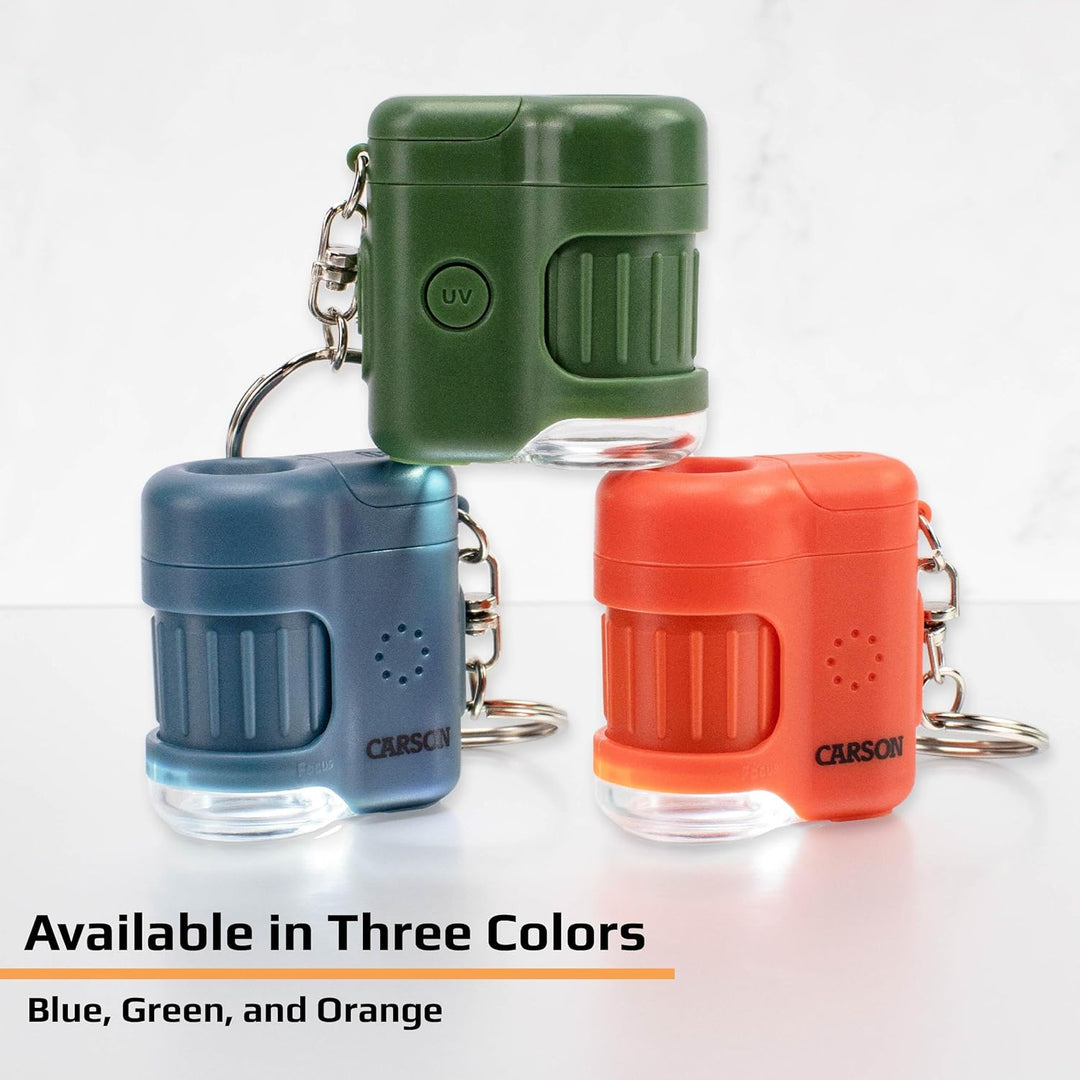 Carson MicroMini 20x LED Taschenmikroskop mit UV-Licht und Taschenlampenfunktion, Safari Green (MM-2