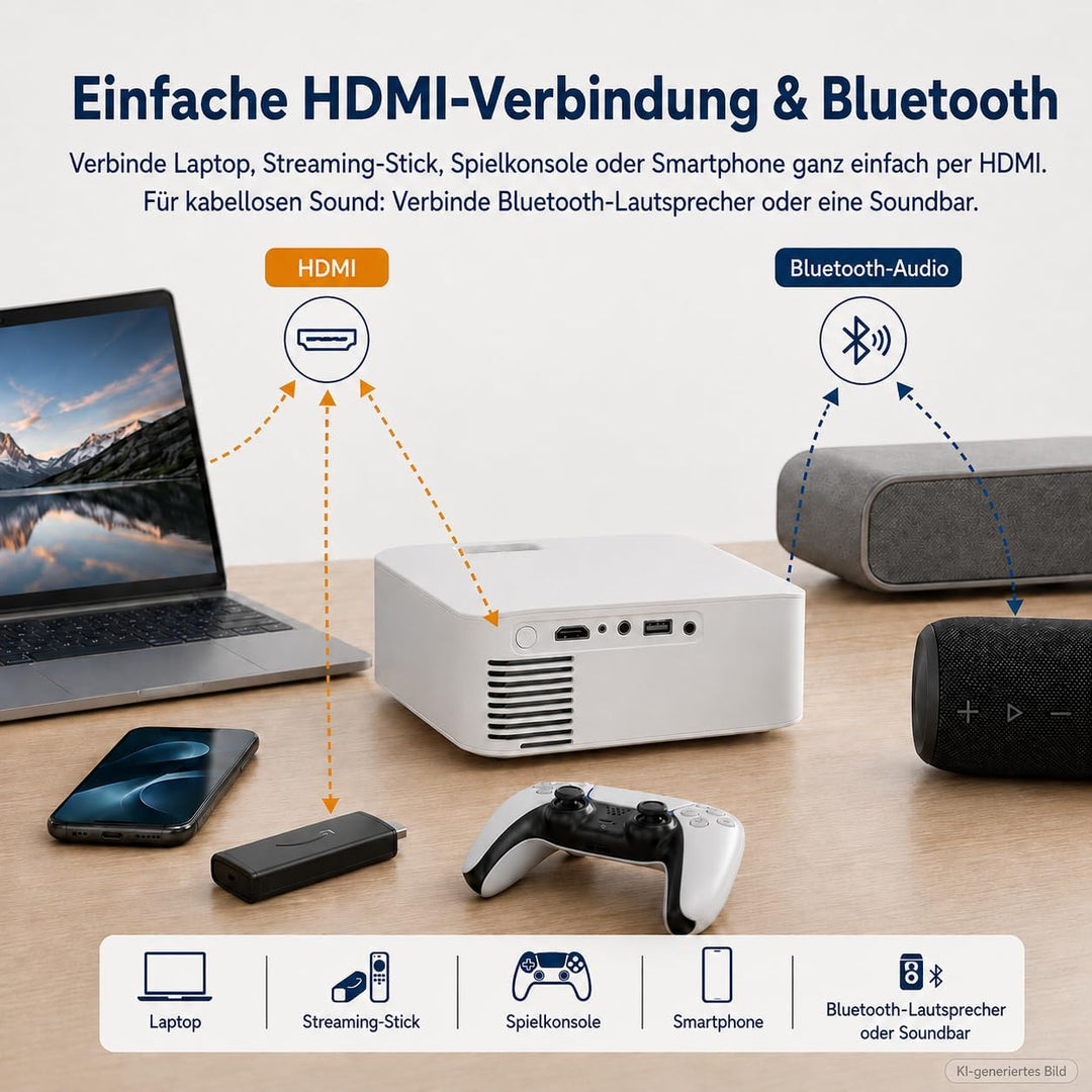 Denver Mini Beamer, Projektor, Mini Projector, 400 ANSI, LED, Bluetooth