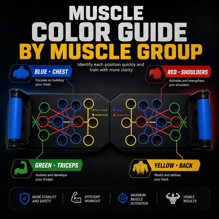 Liegestützbrett Multifunktional Push Up Board mit Ergonomischen Griffen, Farbige Trainingspositionen