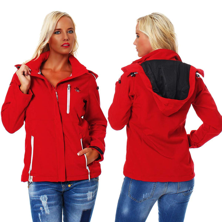 Geographical Norway Damen Softshell Jacke mit Kapuze Outdoor XS Rot, XS Rot