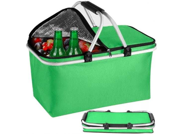 Kühltasche Gross 43x23x21 cm - Isolierte Picknickkorb Thermo mit Aluminiumrahmen - Kühlkorb für Büro