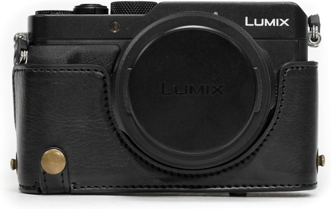 MegaGear Panasonic Lumix DMC-LX100 Ever Ready Leder Kamera-Case mit Trageriemen und Batteriezugang s