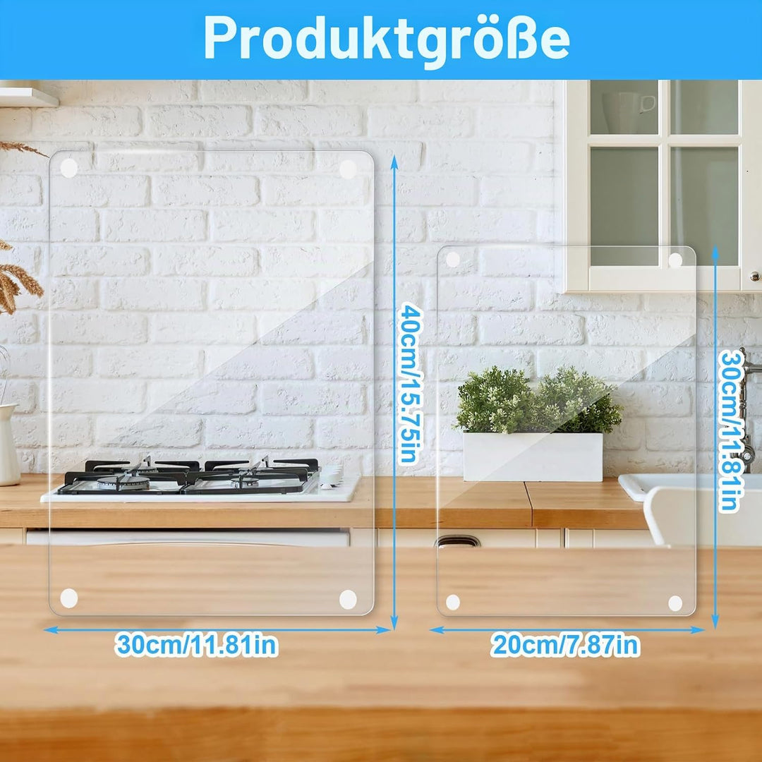 2PCS Schneidebrett Glas, Kratzfest Schneidbrett, Gehärtetem Schneidebrett mit Rutschfesten Silikonfü