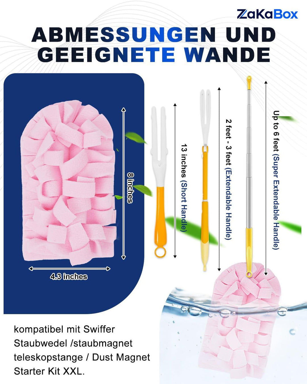 8 Stück Staubwedel Nachfüllpackungen Set Kompatibel mit Swiffer Mikrofaser Staubmagnet Nachfüllpack