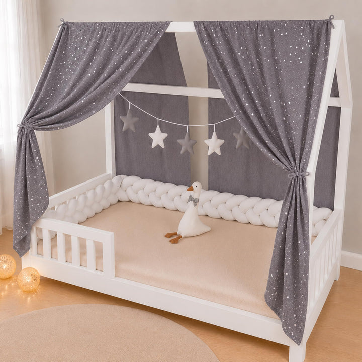 YellowNest Hausbett Himmel (2er Pack) - 100% Baumwolle - Betthimmel Hausbett aus Musselin (2er Pack)