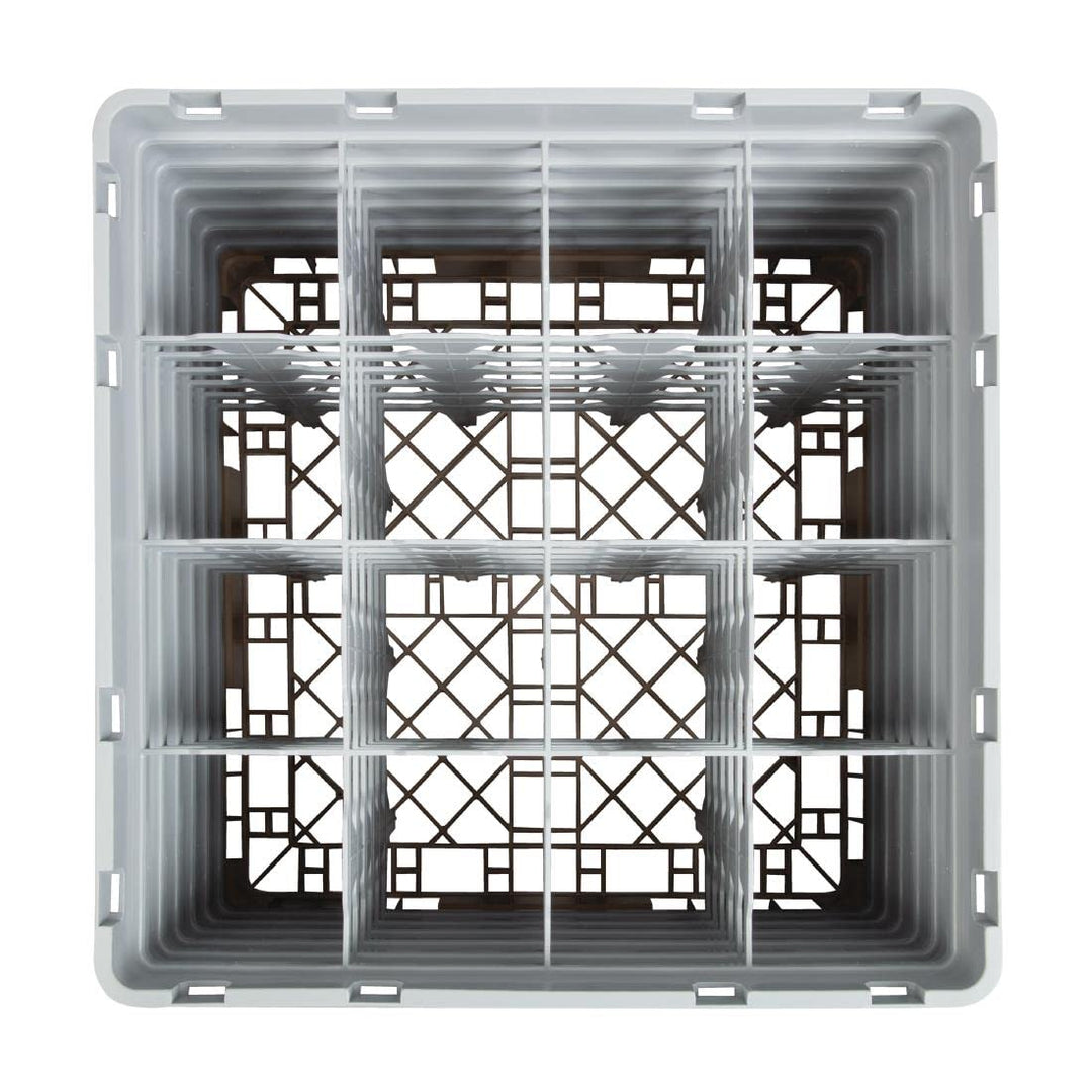 Cambro Camrack 16 Comp Glasregal mit 6 Verlängerungen, Beige