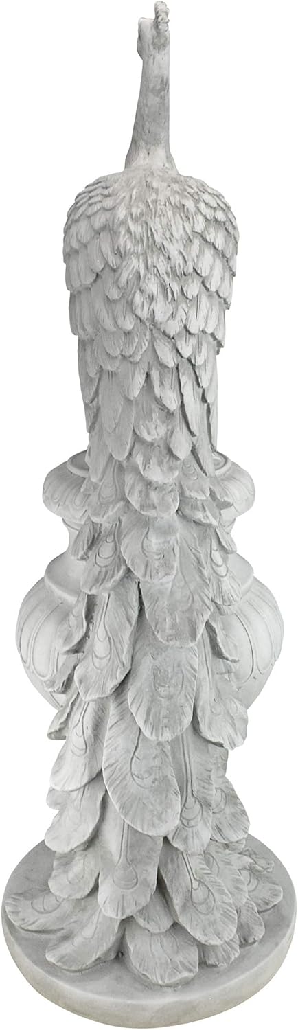 Design Toscano Gartenfigur Staverden Castle, Pfau auf einer Vase, 29x39.5x86.5 cm