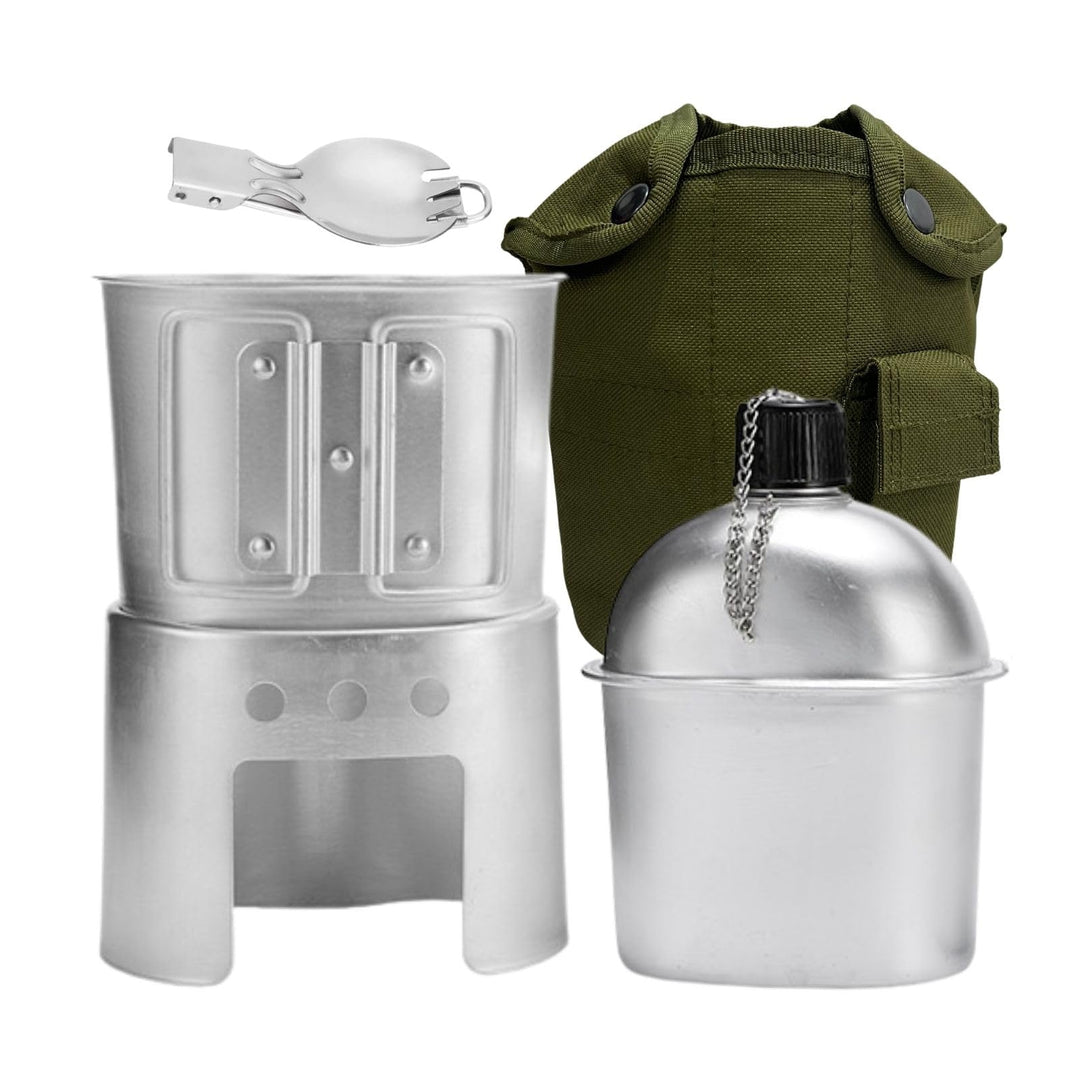 BeGrit Aluminium Feldflaschenbecher Tragbar 850ML Militär Überleben Trinkflasche Camping Wasserflasc