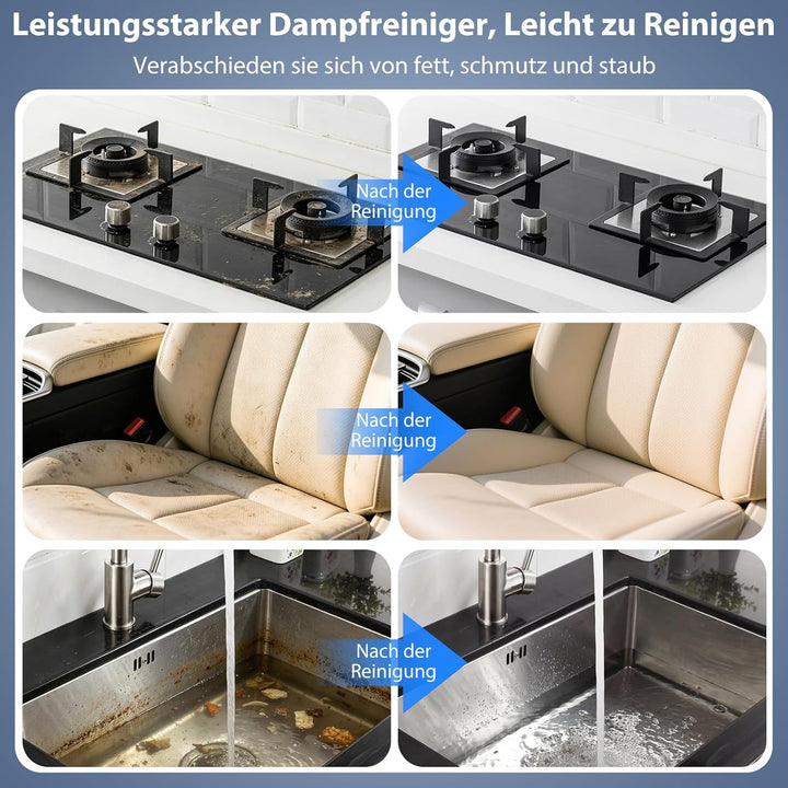 1.4L Dampfreiniger Handgerät, Tragbarer Handdampfreiniger mit 7 Zubehörteilen, Steam Cleaner, 15s Sc