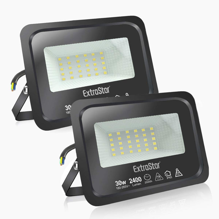 EXTRASTAR 30W LED Strahler, Superhell Led Strahler Aussen, IP65 Wasserdicht LED Fluter, 6500K Warmwe