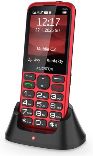 ALIGATOR AZA930R Senioren-Grosstasten 4G/LTE Handy mit SOS-Knopf und SOS Locator. Anwendung „Rettung