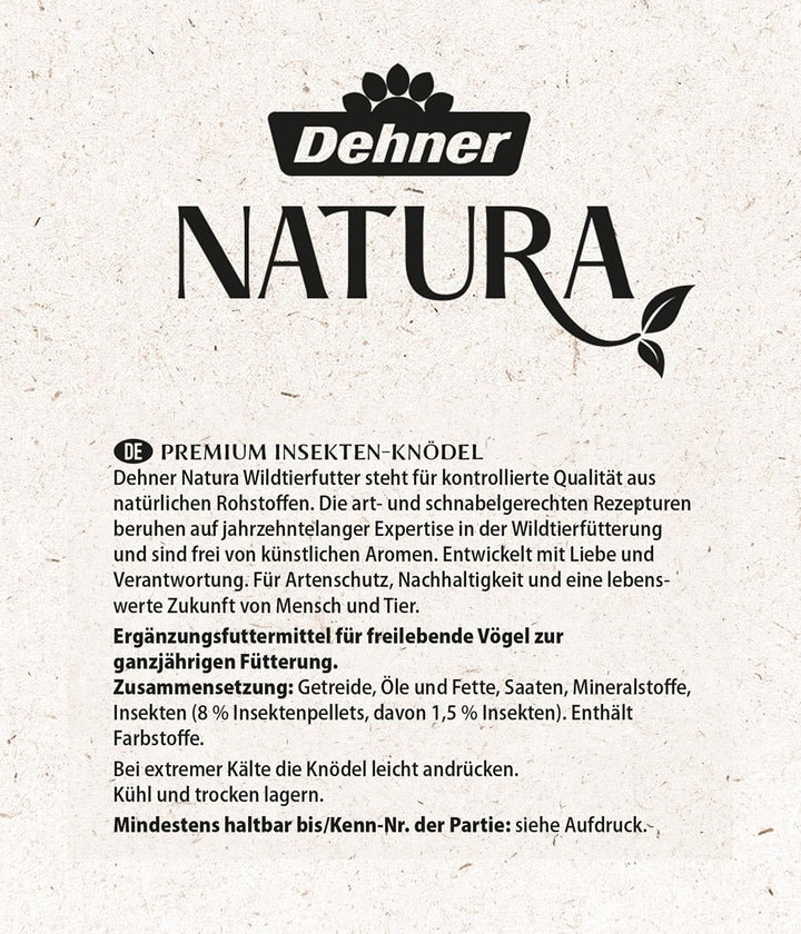 Dehner Natura Wildvogelfutter, Meisenknödel, Insekten-Knödel, ohne Netz, 100 Stück je 90 Gramm (9 kg