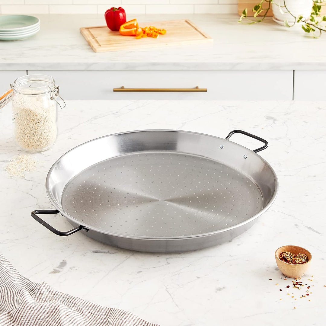 Garcima Paella Pfanne Stahl poliert, grau, 45 cm, 1 Stück Large, Large