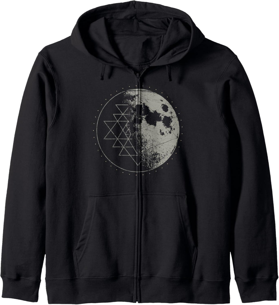 Sacred Geometrie Sri Yantra Moon – psychedelisches Vintage-Shirt Kapuzenjacke