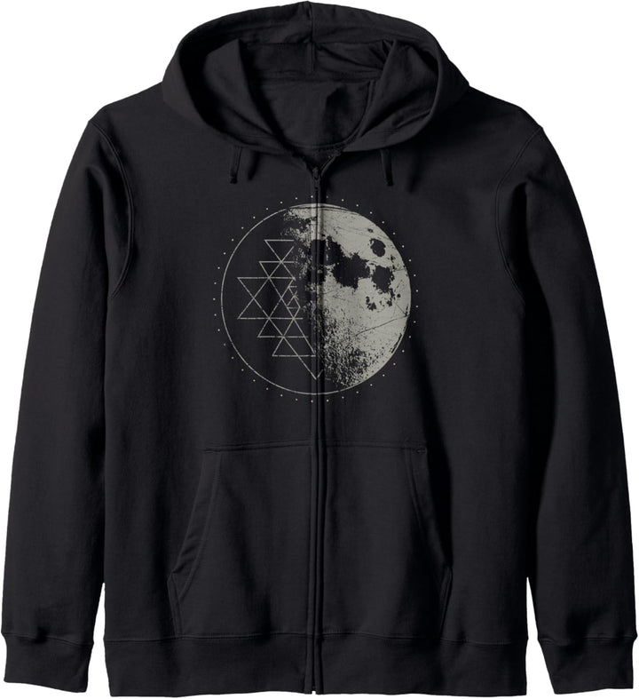 Sacred Geometrie Sri Yantra Moon – psychedelisches Vintage-Shirt Kapuzenjacke