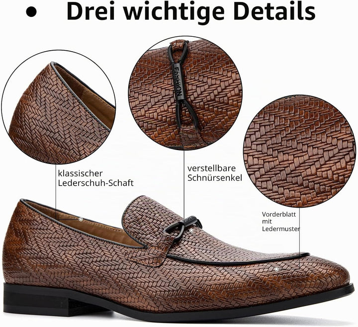 MEIJIANA Herren Mokassins Herren Elegante Schuhe Herren Casual Slip on Anzugschuhe 42 EU Braun 02, 4