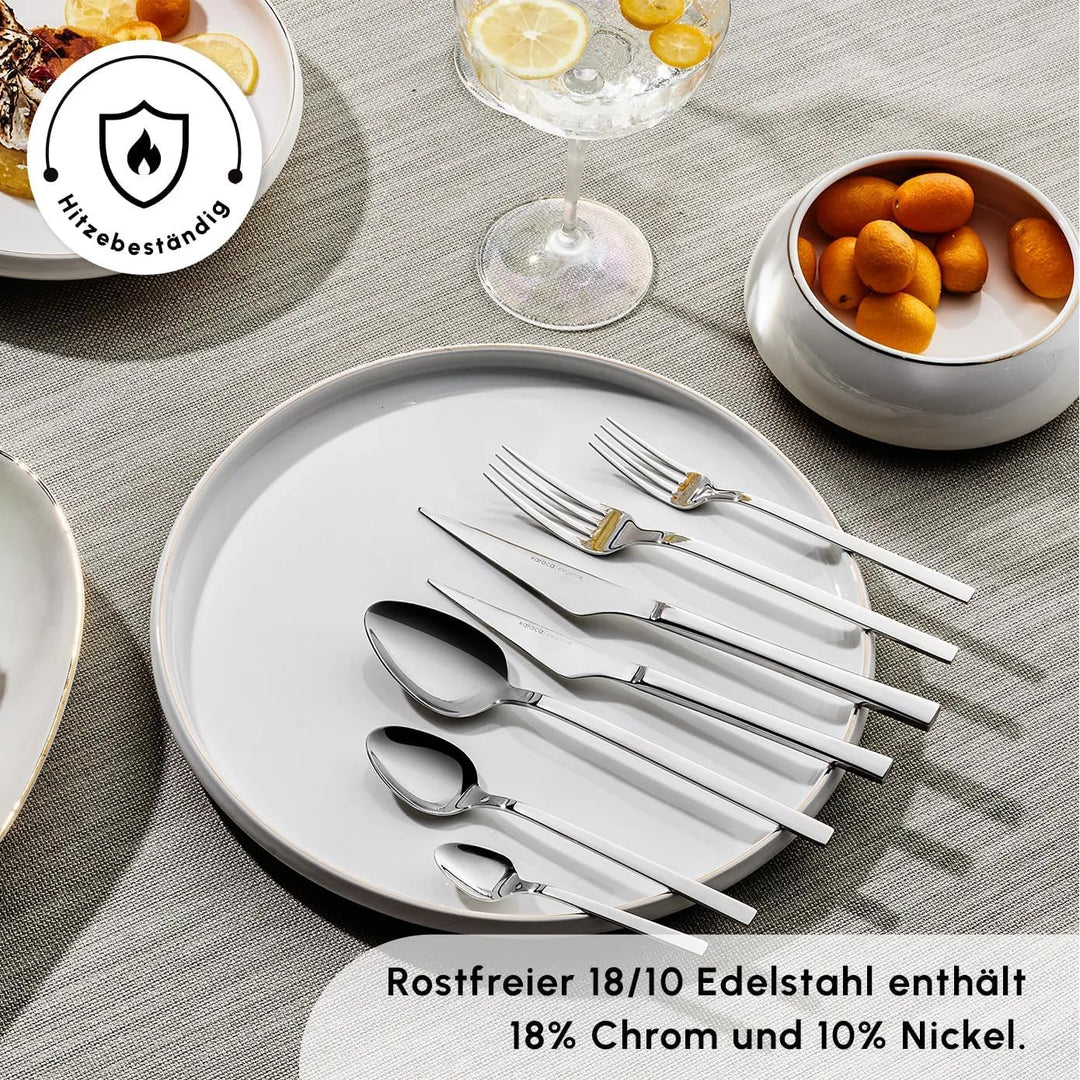 Karaca Sedir Elegance Besteck Set 12 Personen Spülmaschinenfest Essbesteck, 84 teilig Silver Besteck