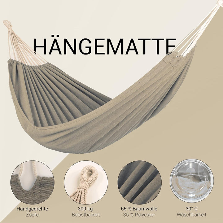 Kronenburg Mehrpersonenhängematte 210 x 150 cm, Belastbarkeit bis 300 kg – Indoor &amp; Outdoor Hängemat
