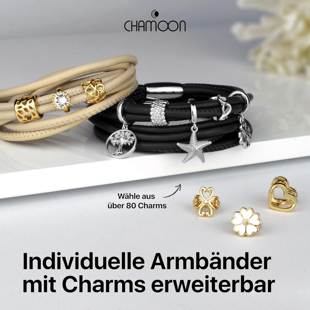 CHAMOON® Premium Lederarmband für Damen | Besonders fein & weich | Praktischer Magnetverschluss aus