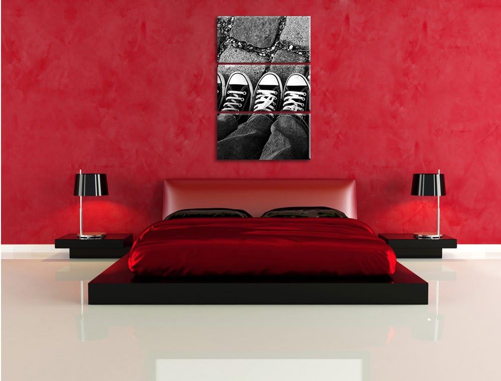 Pixxprint Lässige Schuhe als Leinwandbild/Grösse: 3 Teilig (120x80) cm/Wandbild/Kunstdruck/fertig be