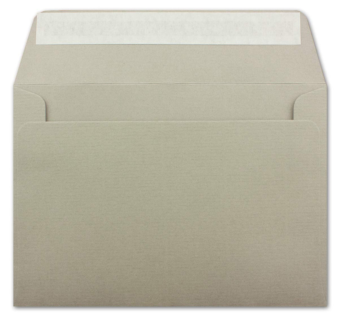 250 gerippte Briefumschläge DIN C6 Graubraun - 11,4 x 16,2 cm - 100 g/m² Post-umschlag ohne Fenster