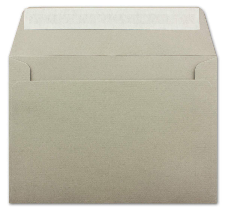 250 gerippte Briefumschläge DIN C6 Graubraun - 11,4 x 16,2 cm - 100 g/m² Post-umschlag ohne Fenster