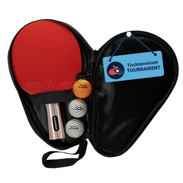 HUDORA Tischtennisset Tournament/Game/Match - Tischtennisschläger + Bälle - Mit Tasche - Für Anfänge