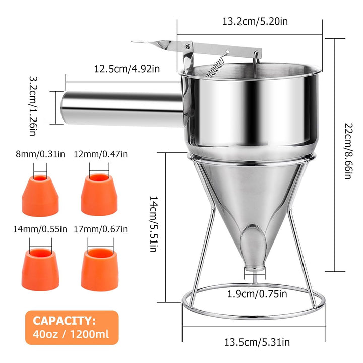 19mm Loch Stainless Steel Baking Funnel, Pfannkuchen Teigspender, Kolbentrichter, Backtrichter, Edel