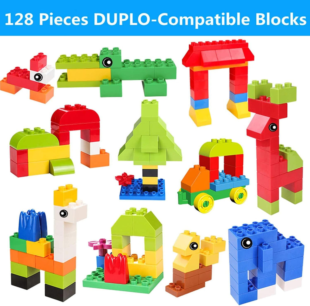 burgkidz 5-in-1-Kinder-Aktivitäts-Tischset - 128 Teile Kompatibel mit Bausteinen Spielzeug, Spieltis