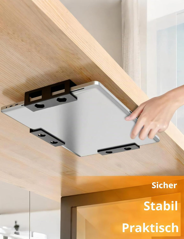 Laptop Halterung Unter Schreibtisch für Geräte < 3 cm Dicke, Untertisch Metall mit Kratzfesten Schut