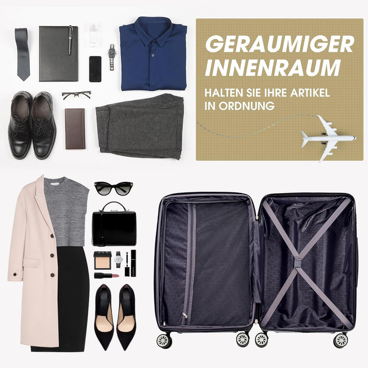 Merax Hartschalenkofferset Hartschalenkoffer Reisekoffer Set, Trolley Koffer mit TSA-Schloss und Uni