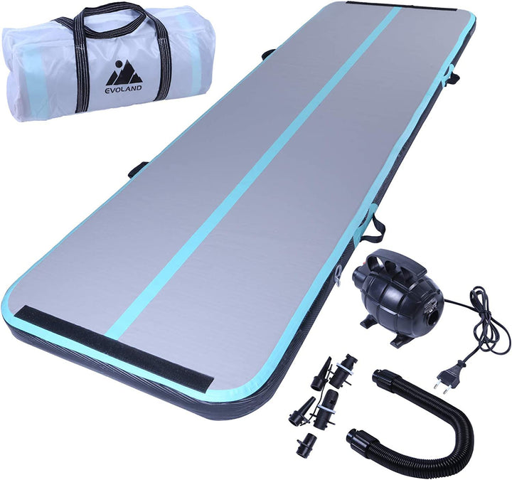 EVOLAND Turnmatte Aufblasbar, Tumbling Matte, Aufblasbare Matte Tumbling Track mit elektrischer Pump