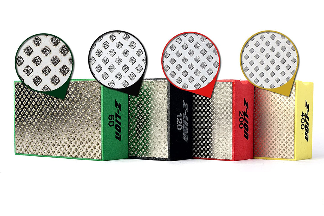 Z-LION Schleifblöcke, Diamant-Handpolierpads für Glas, Granit, Marmor, Stein, Keramik, galvanisierte