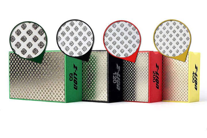 Z-LION Schleifblöcke, Diamant-Handpolierpads für Glas, Granit, Marmor, Stein, Keramik, galvanisierte