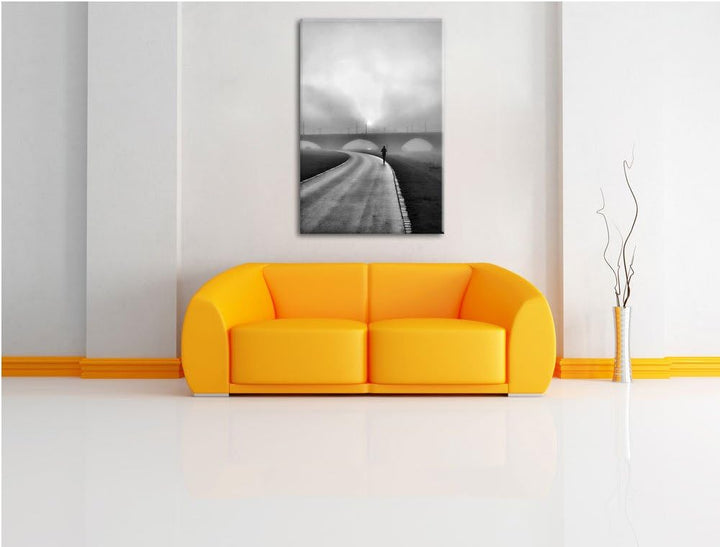 Pixxprint Monocrome, Läufer im Morgengrauen als Leinwandbild/Grösse: 100x70 cm/Wandbild/Kunstdruck/f