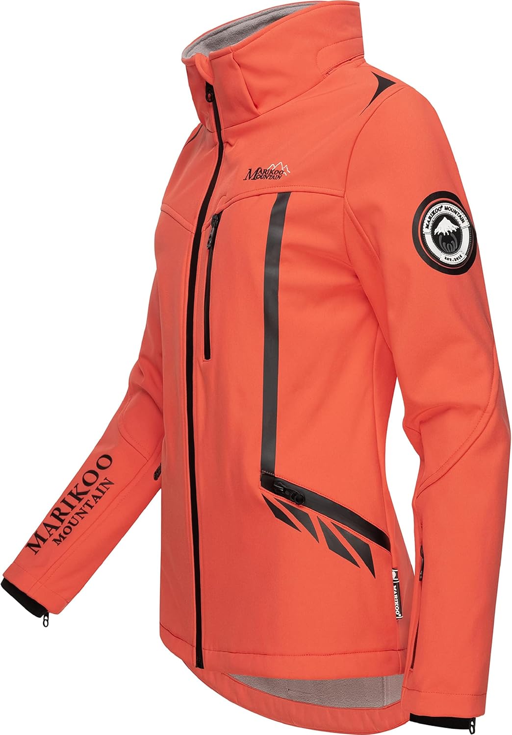 MARIKOO Damen Softshelljacke wasserdichte Funktionsjacke mit Abnehmbarer Kapuze Mount-Cho-Oyu, Coral