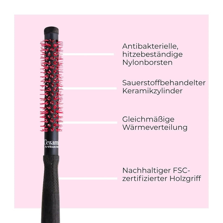 TEK - Professional Line - Antibakterielle Thermobürste mit Keramikwinde, kurzes Haar - 13mm 13 mm, 1