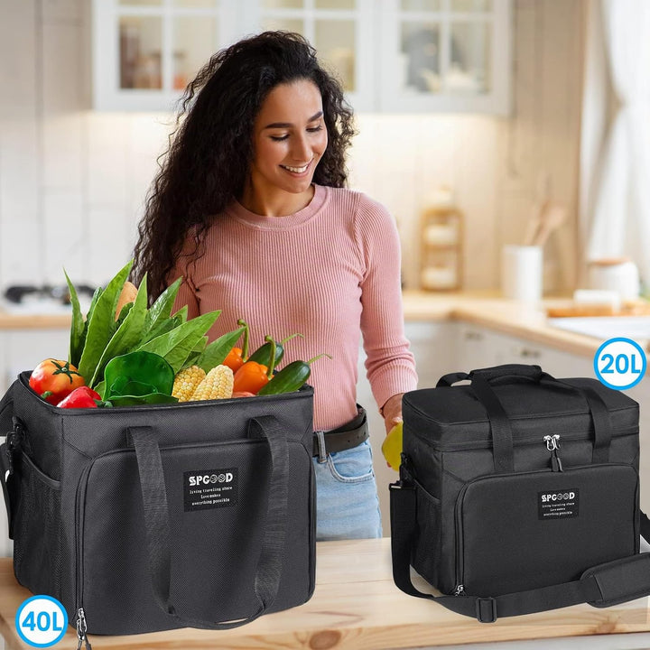 SPGOOD Kühltasche 20L/30L/40L Thermotasche Picknicktasche Gross Isoliert Faltbar Gefriertasche Warmh
