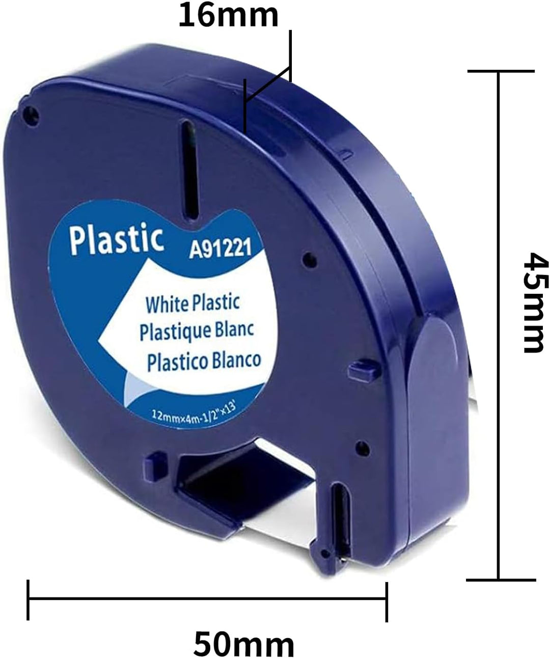 Aken Kompatibel mit Dymo Letratag Plastic 12mm x 4m Kompatibel mit Dymo LetraTag LT-100H LT-110T LT-