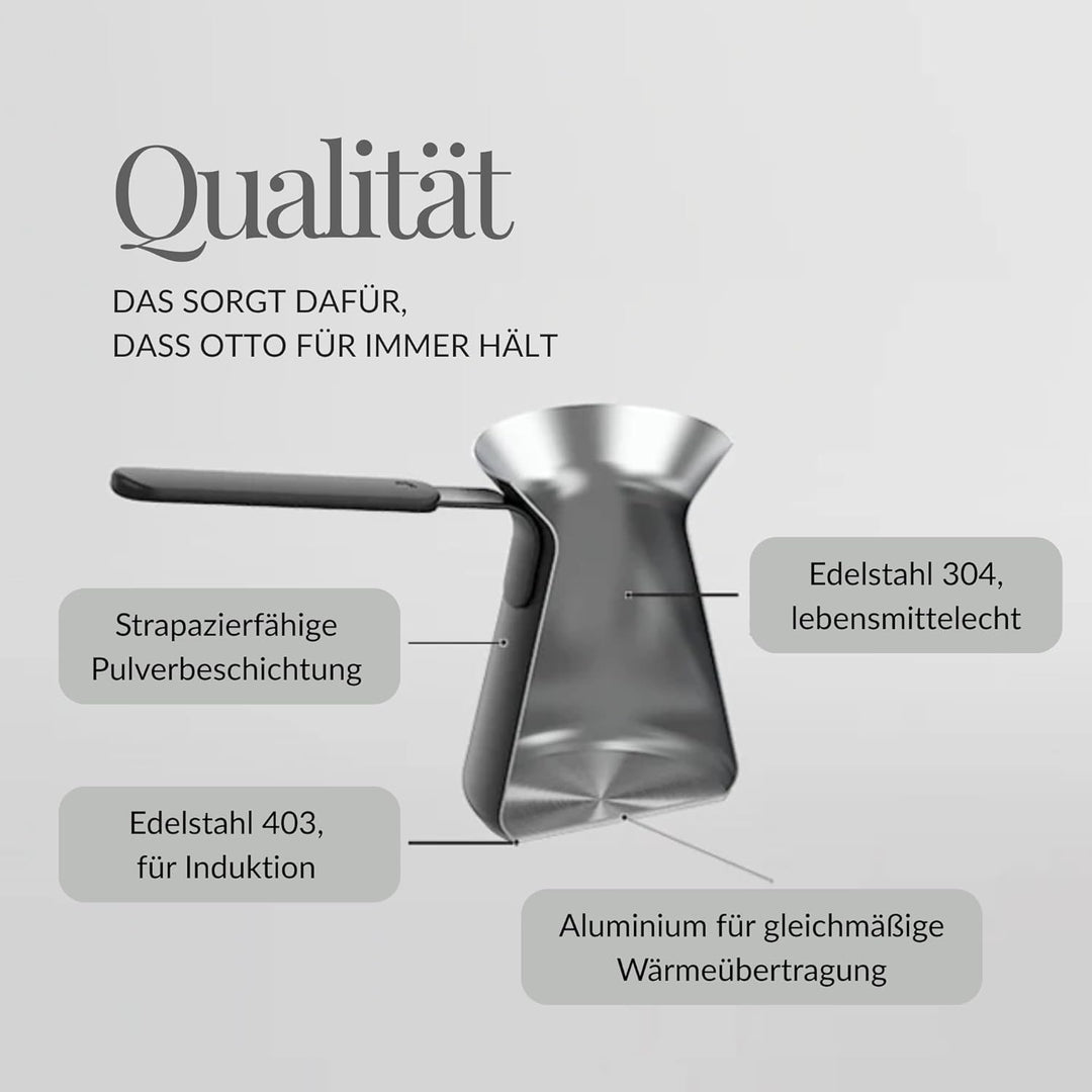 OTTO: Moderne türkische Kaffeekanne 550 ml, Edelstahl - BLACK - Funktioniert bei allen Herdarten Sch