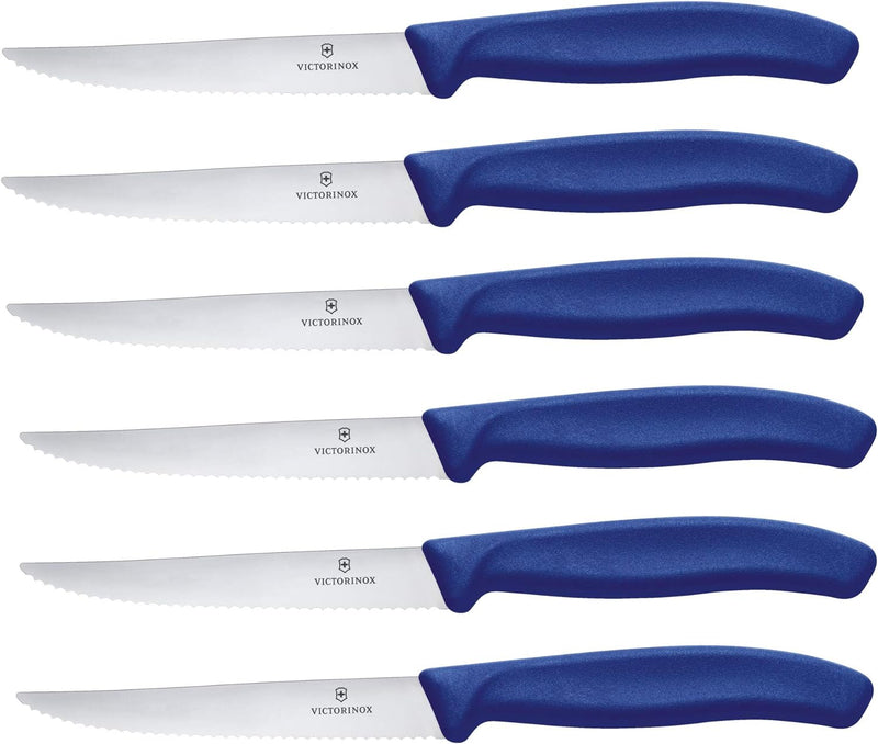 Victorinox, Swiss Classic, Profi Steakmesser-Set, 6-teilig, Extra Scharfe Klinge, Wellenschliff, 11
