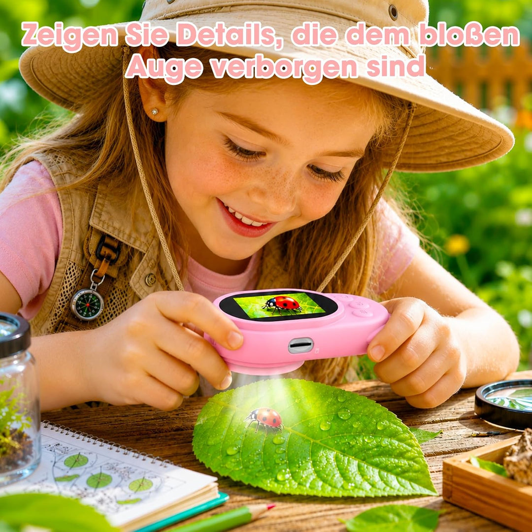 Mikroskop für Kinder, Kinderkamera Mikroskop mit 2-Zoll LCD HD Bildschirm, Hand Digital Microscope m