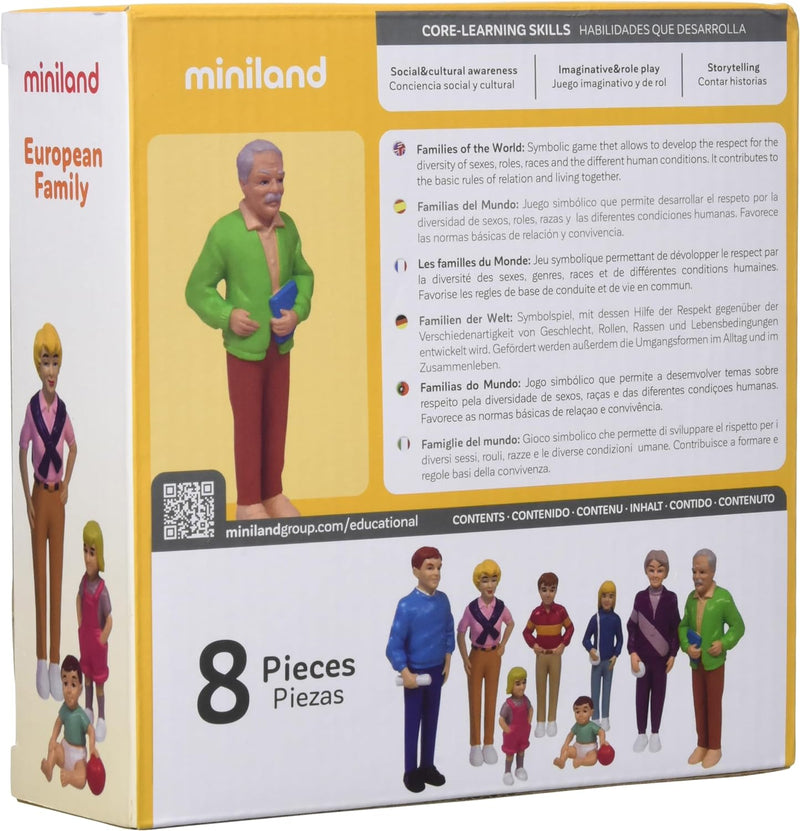 Miniland 27395 - Europäische Familie 8 Figuren 12,5 cm / 4,5